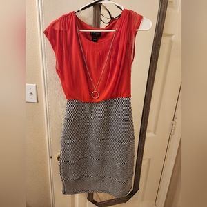 Red with Black dress with neck detail size 8